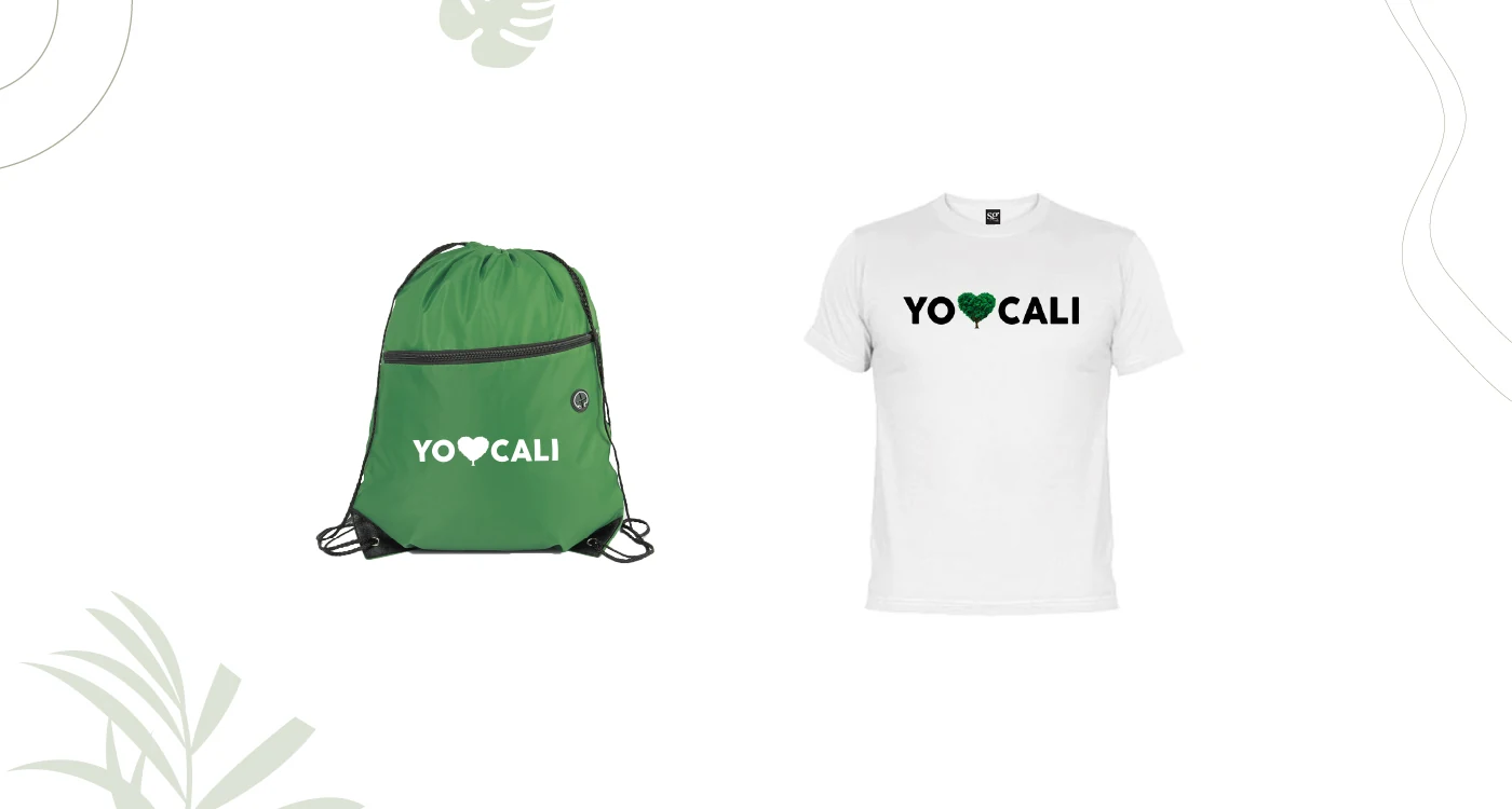 Yo Amo Cali — Aplicaciones de marca en mochila y camiseta